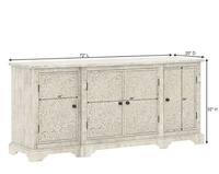 Buffet console vintage moderne en teck massif sculpté à la main, 3 portes réglables et personnalisables pour salon