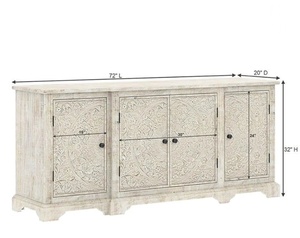 Aparador Moderno Vintage, Mueble de Madera Maciza de Teca Tallada a Mano, con 3 Puertas, Mueble de Madera Hecho a Mano en Indonesia, Madera de Java - Product Image 4