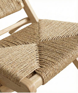 Woven Rope Leisure <b>Chair</b> Acacia Solid <b>Wood</b> Modern Minimalist <b>Folding</b> <b>Chair</b> Outdoor Camping Beach <b>Chair</b> - Product Image 3