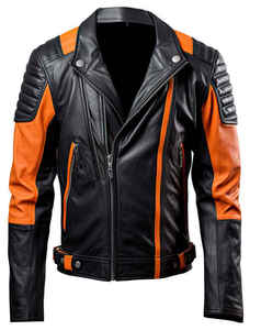 แจ็กเก็ตมอเตอรไซด์ของผู้ชายเสื้อ100% หนังแท้สไตล์ฤดูหนาวแฟชั่น - Product Image 1