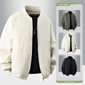 Vestes décontractées pour hommes à col montant coupe-vent, style pilote, printemps-automne, prix d'usine Chine Bangladesh, logo personnalisé OEM, broderie - Product Image 3