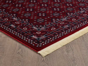 Alfombra turca de lujo hecha a máquina, de poliéster rojo premium para sala de estar, del fabricante de Gaziantep. - Product Image 3