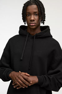 Sweat à capuche noir léger personnalisé pour homme, streetwear unisexe, coton molletonné de haute qualité, écologique, hiver, OEM et ODM disponibles - Product Image 2