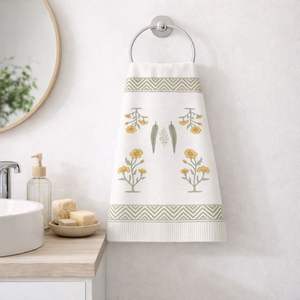 Luxury Jaipur Block Print Floral Cotton Waffle Super Soft & Light Weight <b>Hand</b> <b>Towels</b> <b>for</b> Home Hotel Hospital Use Eco Friendly - Product Image 1