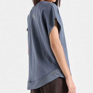 T-shirts en jersey pour femmes de grande taille avec bouton Haut à demi-manches ajusté de couleur pure pour femmes coupe ample 2026 - Product Image 4