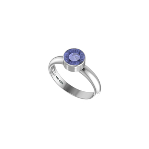 Anillo de Compromiso de Plata de Ley 925 con Acabado de Alta Calidad, Engaste de Bisel, Tanzanita Tallada en Forma de Pera Ovalada, Clásico para Bodas y Fiestas, Moderno - Product Image 4