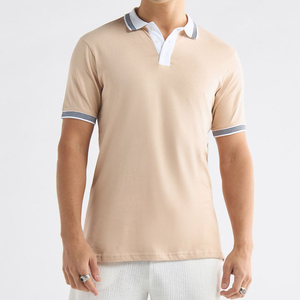 Polo informal de negocios suave y transpirable de manga corta básico con botones clásicos y logotipo personalizado para hombre - Product Image 6