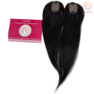 Cabello Real Premium hecho encaje transparente Color Natural Topper mujeres para cabello fino 16 pulgadas cabello humano vietnamita Topper - Product Image 1