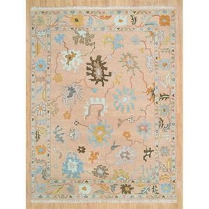 Alfombra Oushak de Lujo Hecha a Mano, Lana de Alta Densidad, Base de Látex Turco, Tamaño Personalizado, Altamente Duradera, Lavable, Antideslizante - Product Image 1