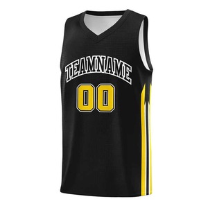 Más tamaño negro amarillo Reversible sublimado a rayas niño y joven Reversible baloncesto Jersey uniforme conjunto para adultos camiseta - Product Image 5