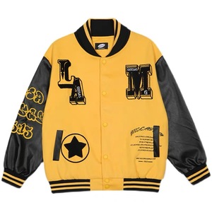 Venta al por mayor de chaquetas con logotipo de diseñador personalizado chaqueta de béisbol informal Letterman abrigo de algodón Unisex Varsity chaquetas - Product Image 1