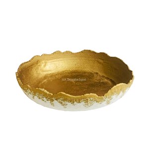 Tazón de fruta y ensalada de Metal minimalista moderno con bordes dorados que sirve platos de aluminio para hoteles domésticos tazón de comida contemporáneo - Product Image 6