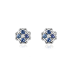 Exquisitos Pendientes de Zafiro Azul en Forma de Flor, Plata de Ley 925, Engaste de Puntas, Joyería Fina - Product Image 1