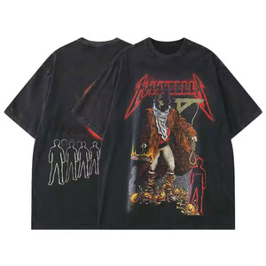 Vente en gros de t-shirts délavés à l'acide T-shirts lourds grande taille impression 100% coton t-shirts à épaules tombantes imprimés en 3D pour hommes - Product Image 2