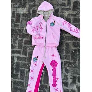 New Arrival Best Price Men's Sportswear Sweat Suits Regular Fit <b>Fleece</b> <b>Sweatshirt</b> and Jogger Printed Zipper Men Sweat Suit - Product Image 1