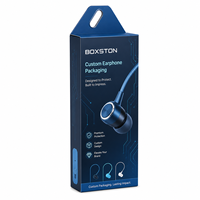 Boîte en carton personnalisée avec languette de suspension pour fenêtre, avec logo OEM, pour emballage d'écouteurs, boîte de vente au détail d'électronique pour écouteurs filaires/casques