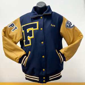 Veste universitaire de baseball pour homme avec logo personnalisé, col montant, manches en laine, impression en relief, noire, hiver, réversible, 100% - Product Image 3