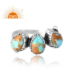 New Pattern Design 925 Silver Natural Kingman <b>Turquoise</b> Gemstone <b>Ring</b> for Women Custom Jewelry Manufacturer - Product Image 4