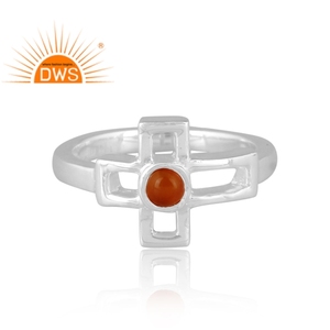 Best Selling 925 Fine Sterling Silver Natural Carnelian Gemstone <b>Statement</b> <b>Ring</b> Jewelry For Women Gift For Her - Product Image 2
