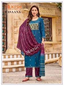 Diseñador 14KG Rayón Bordado Trabajo Kurti Pant Set Pure Viscose Chanderi Dupatta Todos los tamaños Ropa india y pakistaní disponible - Product Image 6