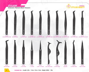 Pinzas de pestañas de acero inoxidable multicolor al por mayor, pinzas de extensión profesionales con etiqueta privada para artistas de pestañas - Product Image 6