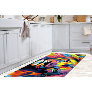 Tapis imprimé motif lion - Moderne, coloré, abstrait, animal, grand, tapis doux non tissé - Product Image 4