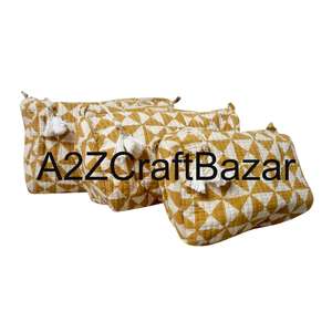 Eco-Friendly Cotton Fabric Vintage Soft Handle Cosmetic Bags Tassel Zipper Closure Fashion Design Reusable Lightweight - Product Image 3