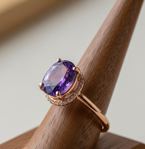 Compre al por mayor 925 anillo de moda de plata último diseño amatista cristal chapado en oro rosa banda para bodas fiestas mujeres de moda - Product Image 3