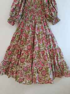 Robe longue décontractée pour femme, à manches longues, col en V, imprimé floral, en coton, coupe ample, avec doublure complète, pour les fêtes d'été - Product Image 4