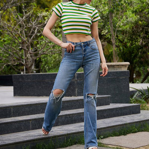 T-shirt court en toile pour femme de haute qualité, 100% coton, respirant, style décontracté - Product Image 4