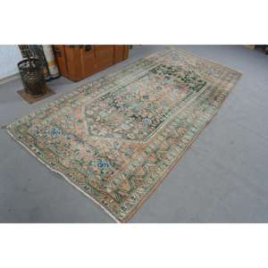 Alfombra Turca Vintage de 4.2x9.4 pies, Alfombra de Lana Azul - Product Image 4