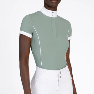 Tops de sport à compression personnalisés, design OEM, équitation, femmes, manches courtes, chemise d'équitation, produits à la vente - Product Image 2