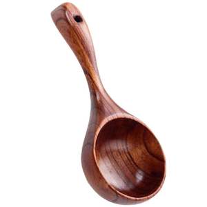 Indian Handmade Acacia Wood Spoon Unique Stylish Shape Kitchen Serving Ladle Newly Designed <b>Mirror</b> 10ml for Soup Maggie - Product Image 5