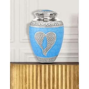Urnas de Metal de calidad superior Contenedor conmemorativo Tarro Olla Entierro adulto Cenizas Ángel azul con Meena Trabajo a buen precio - Product Image 6