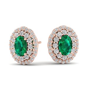 Boucles d'oreilles à visser en argent sterling 925 de haute qualité REYES pour femmes, pierre précieuse émeraude de 1,5 carat, coupe ovale, bijoux - Product Image 5