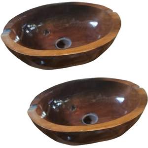 Évier en bois naturel moderne de haute qualité, écologique, pour une salle de bain, une cuisine ou une salle de bain élégante, design artisanal indonésien - Product Image 5