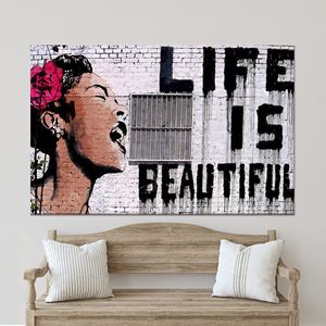 Impresionante impresión de grafiti de Banksy Woman: decoración de pared en lienzo, lienzo enrollado de 1 pie - Product Image 1