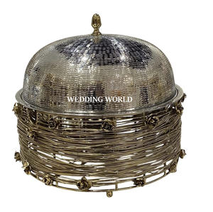 Ensemble de deux chauffe-plats métalliques de qualité supérieure, fabriqués à la main, design élégant, nouvelle arrivée, chauffe-plats métalliques fantaisie - Product Image 6