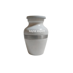 Urne funéraire classique blanche de style américain pour bébé, mini-urne funéraire en métal, magnifique, revêtement poudré, biodégradable, 3 pouces cubes - Product Image 1