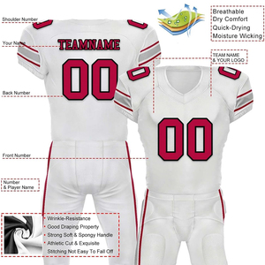 Conçu sur mesure maillots de sport à séchage rapide ensemble de pantalons couleur blanche respirant uniforme de football américain imprimé solide pour l'équipe - Product Image 2