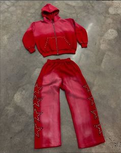 Ensemble de survêtement pour garçons, sweat-shirt à capuche avec fermeture éclair et manches longues, et pantalon avec imprimé Trust The Process, bleu et noir, style streetwear - Product Image 3
