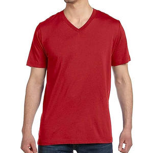 เสื้อยืดคอ V ลึกสำหรับผู้ชายเสื้อยืดโลโก้ตามสั่งเสื้อยืดไมโครไฟเบอร์ CVC ระดับพรีเมียม - Product Image 2