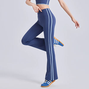 Pantalon évasé de Yoga rayé taille haute pour femmes pêche hanche ascenseur Fitness Gym course sport vêtements d'entraînement pour l'été - Product Image 3