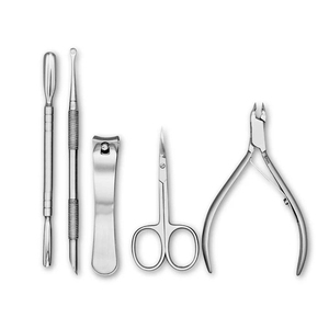 Tout nouveau kit de manucure professionnel 5 pièces outils en acier inoxydable incurvés pour ongles de doigt finition argentée approvisionnement direct d'usine LA - Product Image 3