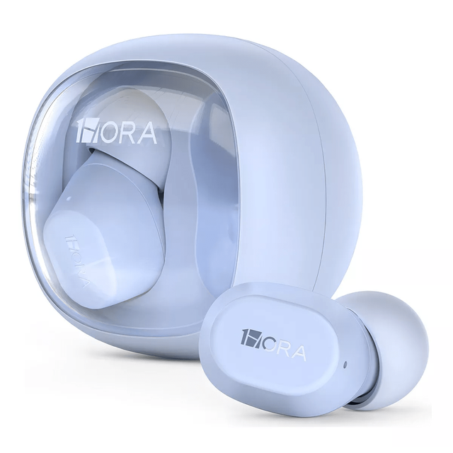 Light Blue AUT208A In-Ear Wireless Headphones 5.3 25 Hours Battery Life (with Case) LED Indicator JL Chipset Type-C Touch