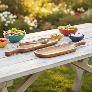 Plateaux de service en bois naturel de qualité supérieure, finition lisse, lavables au lave-vaisselle, réutilisables pour le service de nourriture et de boissons, décoration de la maison, utilisation en hôtellerie - Product Image 5