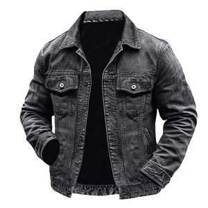 Veste en jean décontractée pour hommes de haute qualité couleur unie coton à la mode conception ample grande taille quatre saisons vêtements à la mode - Product Image 5