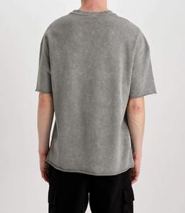 T-shirt en coton double couche surdimensionné et lourd pour hommes 100% coton DTG Print Boxy Design Top Tee Tops pour hommes - Product Image 3