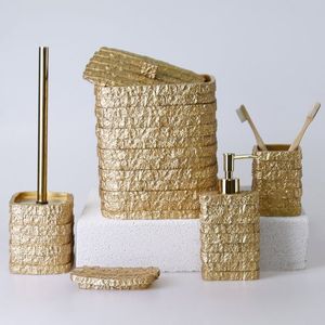 New Design Luxury Golden Bathroom <b>Set</b> With <b>Soap</b> Dispenser & Tray Tissue Holder Quality & Boxes Customize Size & Shape <b>Set</b> of 7 - Product Image 6