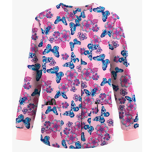 เสื้อสครับพิมพ์ลายสำหรับผู้หญิง ชุดยูนิฟอร์มพยาบาลโรงพยาบาล เสื้อสครับทางการแพทย์ แขนยาว ผ้าฝ้าย 100% ชุดยูนิฟอร์มพยาบาลสำหรับผู้หญิง - Product Image 2